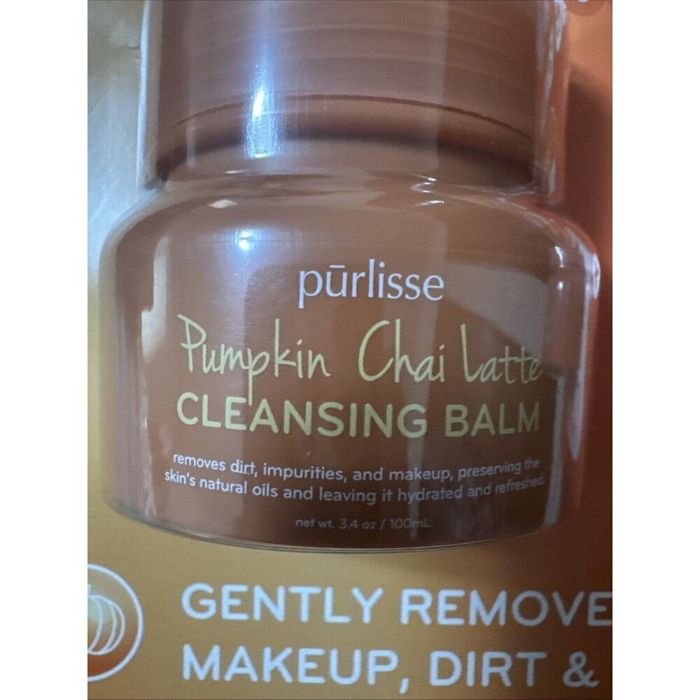 pūrlisse Pumpkin Chai Latte Cleansing Balm 3.4 Oz + Bonus Travel Size 0.4 Oz Jar - Picture 2 of 4